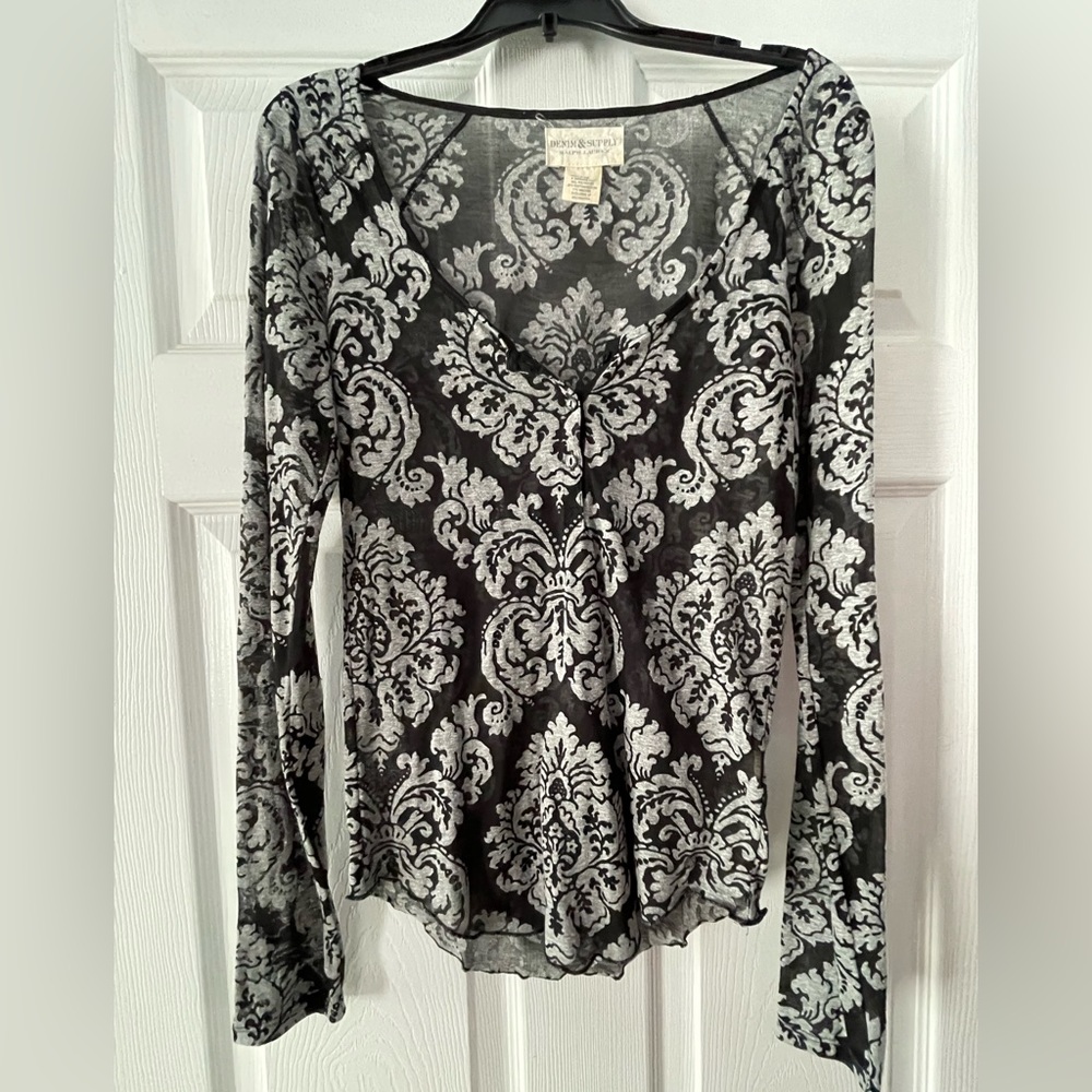 Denim & Supply Ralph Lauren Sheer Damask Top size XS